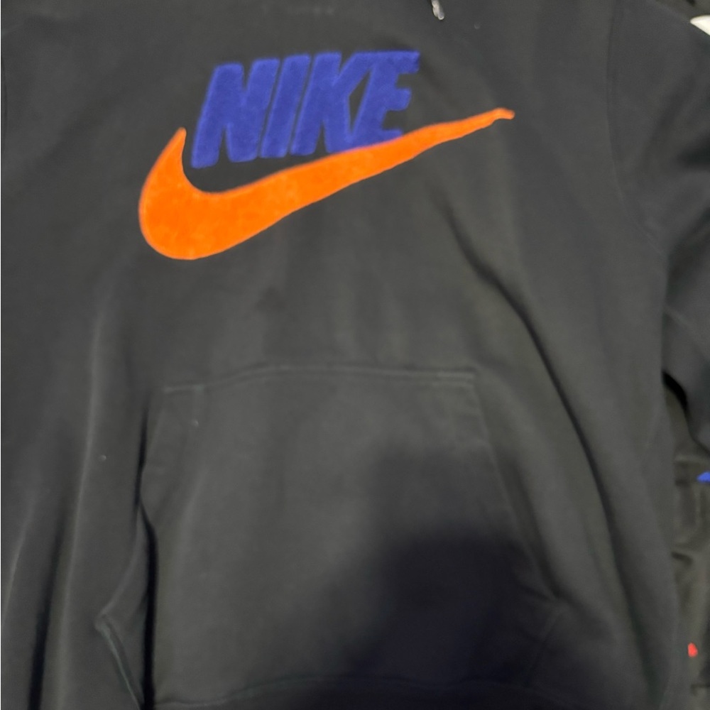 Nike Black Sweatshirt with Orange and Blue Accents